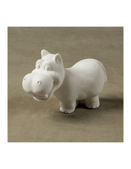 Unglazed Ceramics Happy Hippo-Bisque -TO PAINT YOURSELF