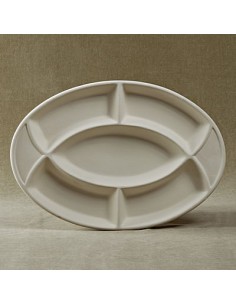 Unglazed Ceramics Oval Chip & Dip 4 section-Bisque -TO PAINT YOURSELF