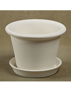 Unglazed Ceramics Lg. Cache Pot w/Tray-Bisque -TO PAINT YOURSELF