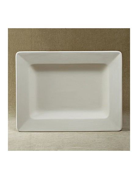 Unglazed Ceramics Rim Rectangular Platter -Bisque -TO PAINT YOURSELF