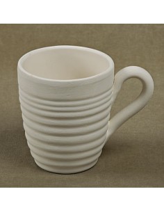 Unglazed Ceramics Cone mug "with lines" -Bisque -TO PAINT YOURSELF