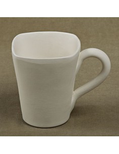 Unglazed Ceramics Square mug -Bisque -TO PAINT YOURSELF