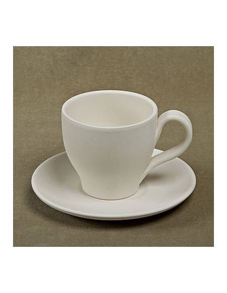 Unglazed Ceramics Cappuccino cup and saucer-Bisque -TO PAINT YOURSELF