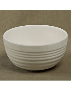 Unglazed Ceramics Cereal Bowl "with lines" -Bisque -TO PAINT YOURSELF