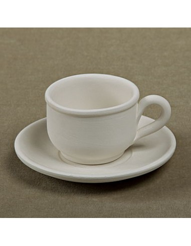 Unglazed Ceramics Expresso Cup and Saucer-Bisque -TO PAINT YOURSELF