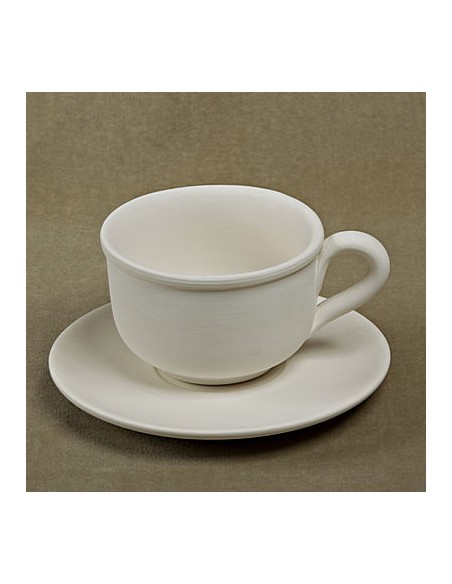 Unglazed Ceramics Latte Cup and Saucer-Bisque -TO PAINT YOURSELF