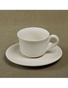 Unglazed Ceramics Tea Cup w/saucer-Bisque -TO PAINT YOURSELF