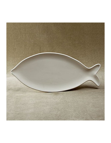 Unglazed Ceramics Lg. Fish Plate-Bisque -TO PAINT YOURSELF
