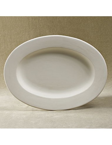 Unglazed Ceramics Rim Oval Plate -Bisque -TO PAINT YOURSELF