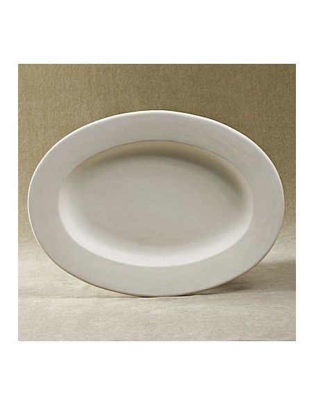 Unglazed Ceramics Rim Oval Plate -Bisque -TO PAINT YOURSELF