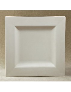 Unglazed Ceramics Lg. Rim Square Plate-Bisque -TO PAINT YOURSELF