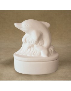 Unglazed Ceramics Dolphin Box -Bisque -TO PAINT YOURSELF