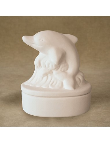 Unglazed Ceramics Dolphin Box -Bisque -TO PAINT YOURSELF