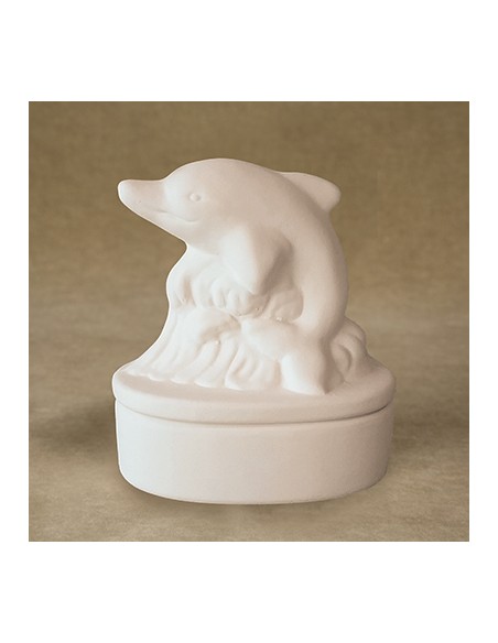 Unglazed Ceramics Dolphin Box -Bisque -TO PAINT YOURSELF