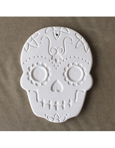 Unglazed Ceramics Mexican Skull Decoration-Bisque -TO PAINT YOURSELF
