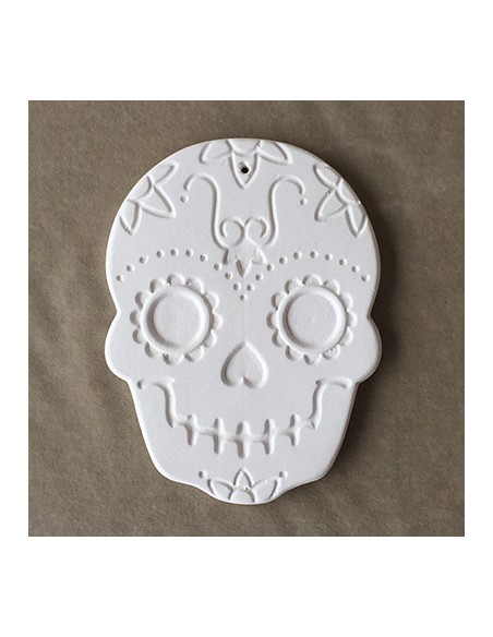 Unglazed Ceramics Mexican Skull Decoration-Bisque -TO PAINT YOURSELF