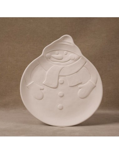 Unglazed Ceramics Snowman Plate 28,5 -Bisque -TO PAINT YOURSELF
