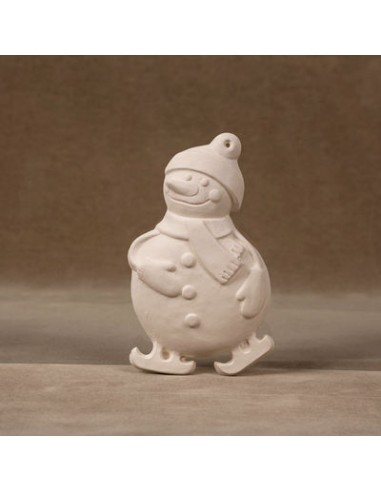 Unglazed Ceramics Snowman 3D Hanging Dec. cm 14 -Bisque -TO PAINT YOURSELF