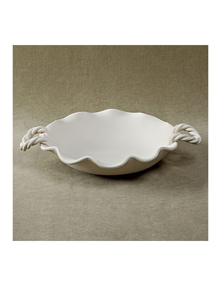 Unglazed Ceramics Fruit Bowl w/handles-Bisque -TO PAINT YOURSELF