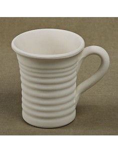 Unglazed Ceramics Flared mug "with lines" -Bisque -TO PAINT YOURSELF
