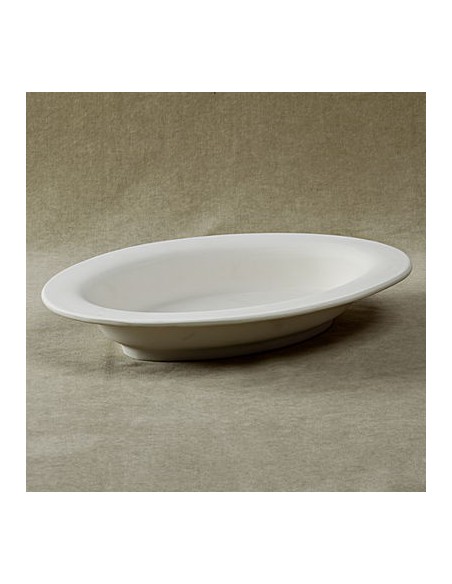 Unglazed Ceramics Rim Oval Plate -Bisque -TO PAINT YOURSELF