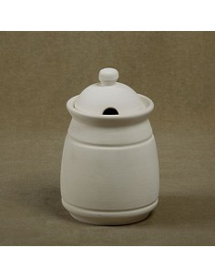 Unglazed Ceramics Honey Pot w/lid and hole for honey stick-Bisque -TO PAINT YOURSELF