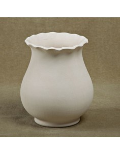 Unglazed Ceramics Med. Ruffled Flower Vase -Bisque -TO PAINT YOURSELF