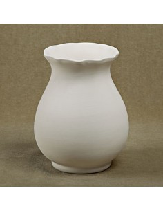 Unglazed Ceramics Lg. Ruffled Flower Vase -Bisque -TO PAINT YOURSELF